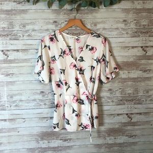 Sienna Sky Floral Blouse pink and cream size small